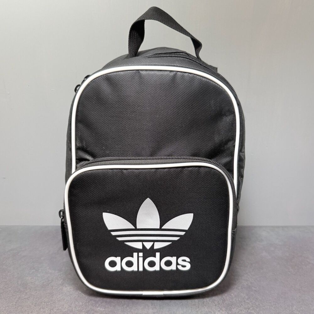 Adidas Insulated Black Lunch Bag White Logo Piping Pockets Handle